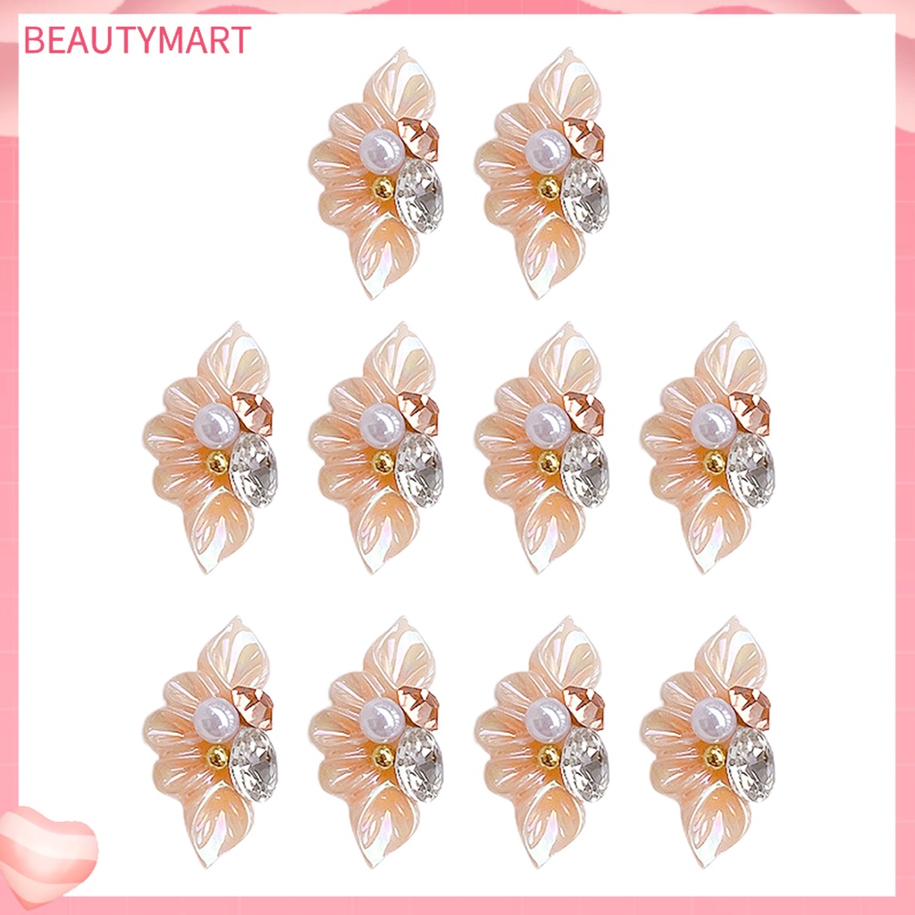 Set 10 Phụ Kiện Trang Trí Móng Tay Hình Bông Hoa 3D Màu Sắc Sống Động