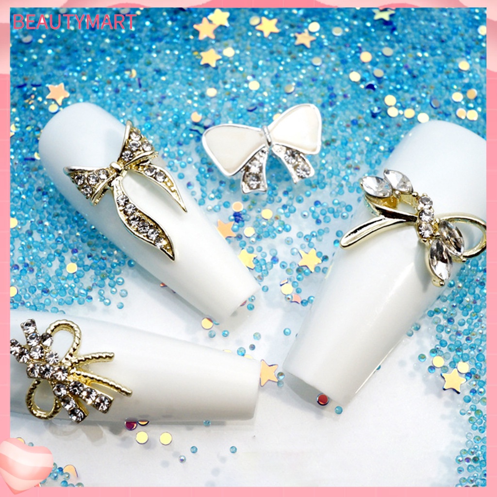 Set 10 Phụ Kiện Nơ Bằng Hợp Kim Trang Trí Móng Tay DIY