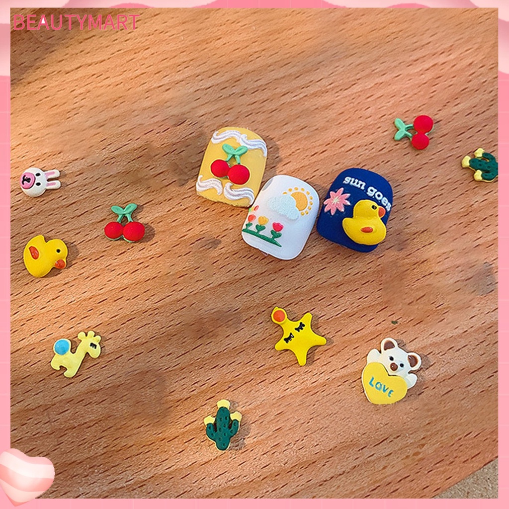 Bộ 5 Phụ Kiện Trang Trí Móng Tay Bằng Nhựa Hình Động Vật Hoạt Hình Dễ Thương