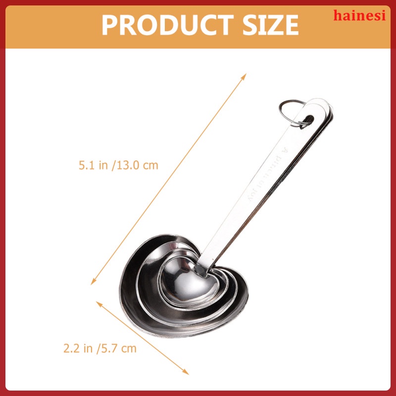 Bộ 2 Muỗng Đo Lường Bằng Thép Không Gỉ Hình Trái Tim