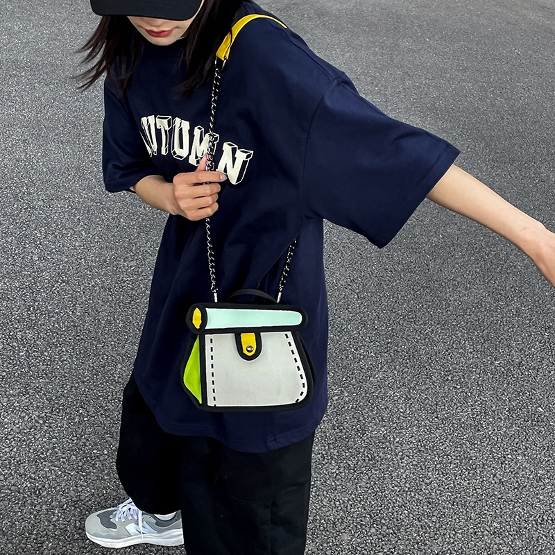 Túi Đeo Chéo Vai Vải canvas Hai Chiều Họa Tiết Hoạt Hình Dành Cho Nữ