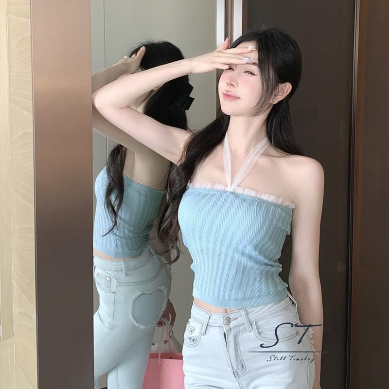 Áo Hai Dây CY03 Phối Voan Thời Trang Mùa Hè Cho Nữ