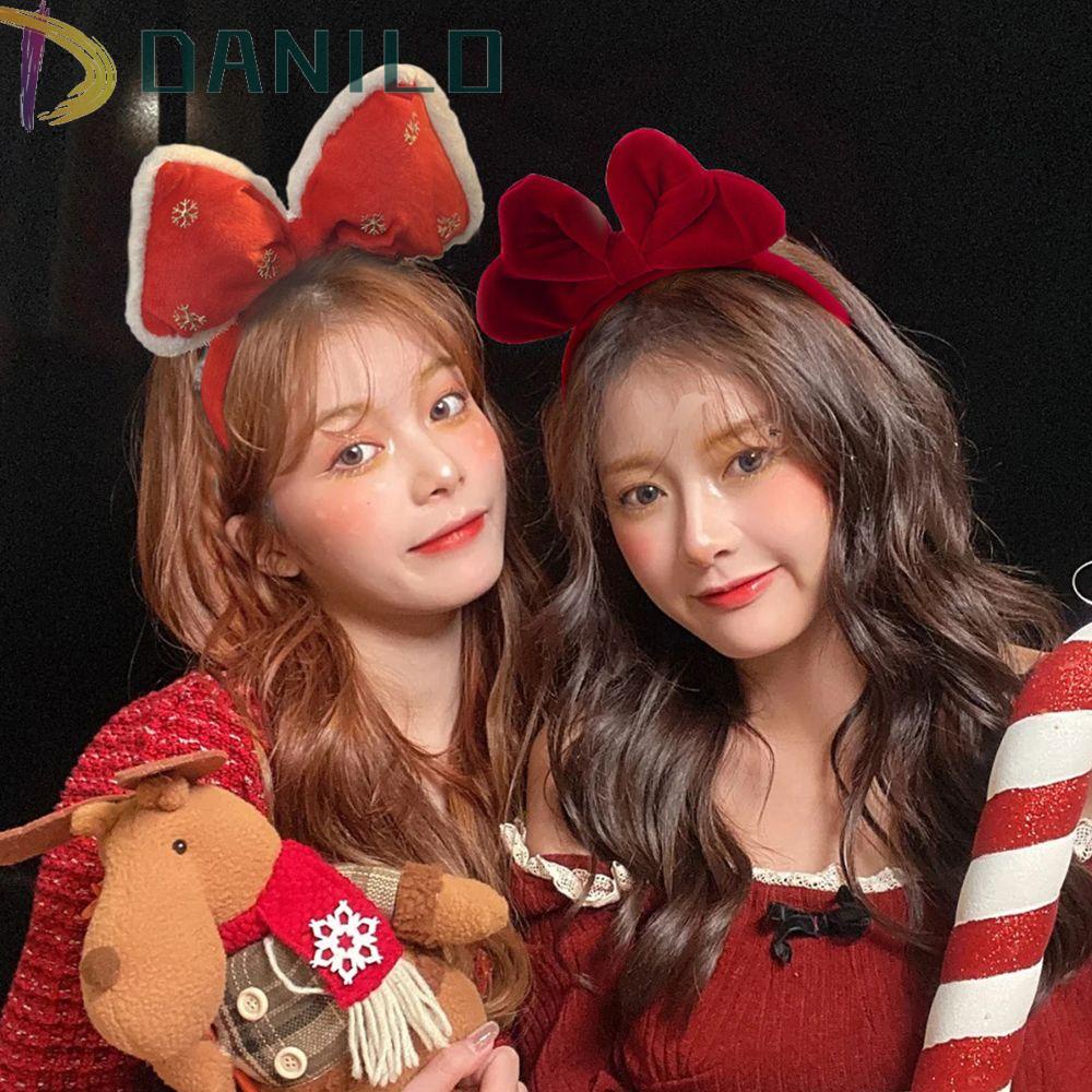 Băng Đô Cài Tóc DANILO Bằng Nhung Chống Trượt Đính Hoa Tuyết Đỏ Ngọt Ngào Thanh Lịch Dành Cho