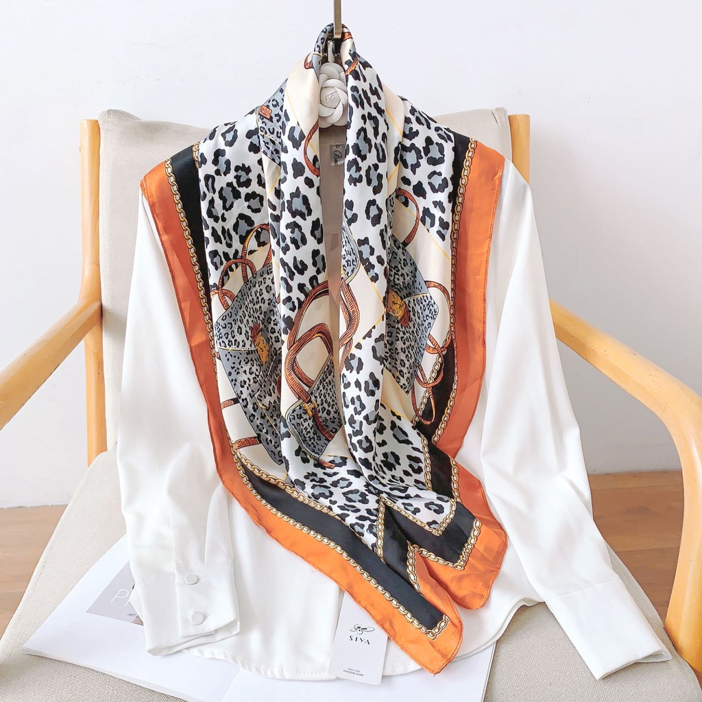 Khăn Quàng Cổ Lụa Mỏng Dáng Vuông Nhỏ 90 * 90cm Phong Cách Âu Mỹ Thời Trang Xuân Hè Cho Nữ