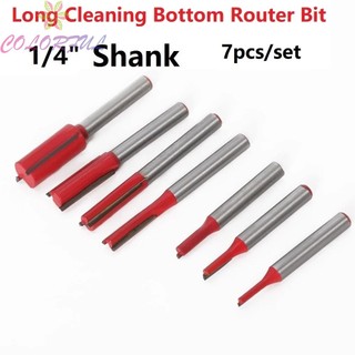 7 chiếc 1 / 4in shank đơn đôi sáo thẳng router bit phay cắt cho gỗ