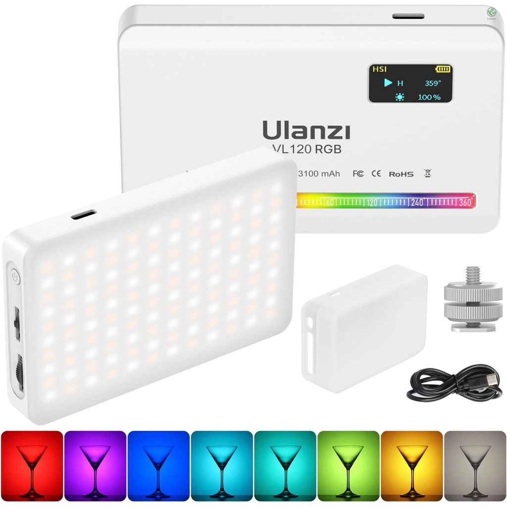 Đèn LED Mini FLV Ulanzi VL120 RGB 2500K-9000K CRI95 + 20 Tạo Hiệu Ứng Ánh Sáng Tích Hợp Pin Sạc Bằng Silicon Cho Chụp Ảnh