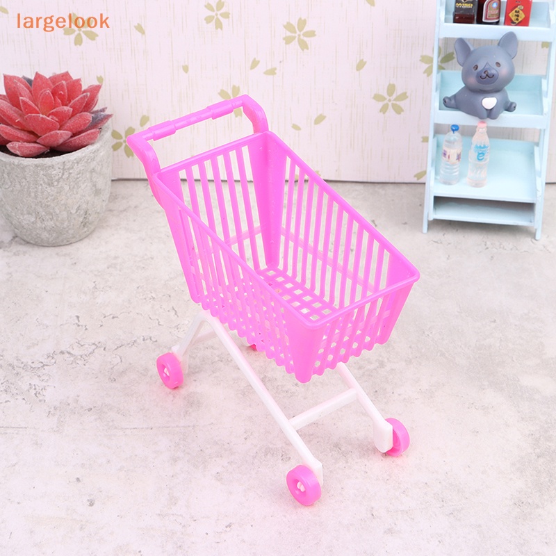 Mô Hình Xe Đẩy Mua Sắm Mini Bằng Nhựa Trang Trí Nhà Búp Bê