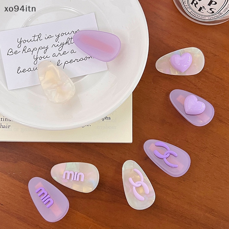 Kẹp Tóc Màu Tím In Họa Tiết Chữ / Trái Tim Hoạt Hình Xinh Xắn