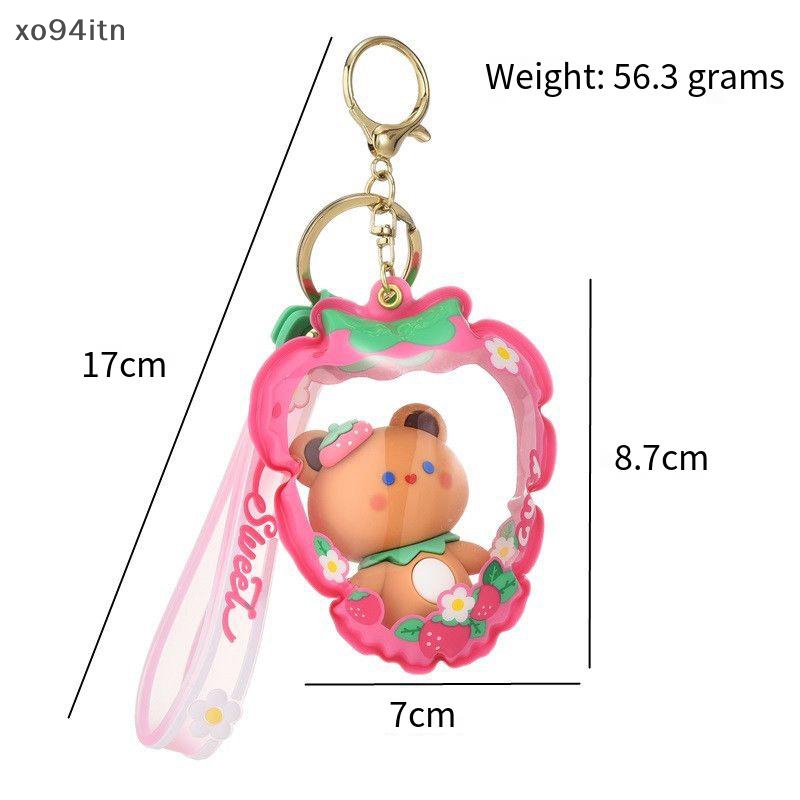 Móc Khóa Bơm Hơi Hình Thỏ Trắng / Dâu Hoạt Hình Dễ Thương Cho Cặp Đôi