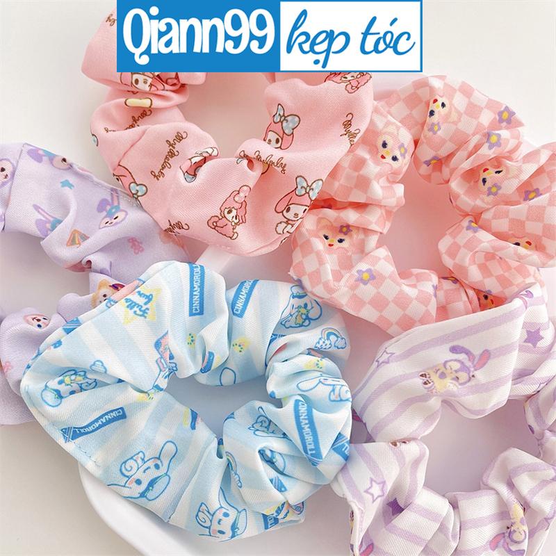 ❤️Dây Buộc Tóc Cao Su Bọc Vải Lông Hình Búp Bê Sanrio Kuromi Dễ Thương Thời Trang Thu Đông