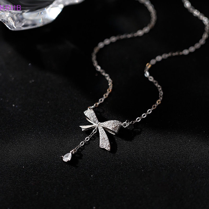 Dây Chuyền Mặt Nơ Tua Rua Đính Đá Zircon Phong Cách Hàn Quốc Thanh Lịch Dành Cho Nữ Mới