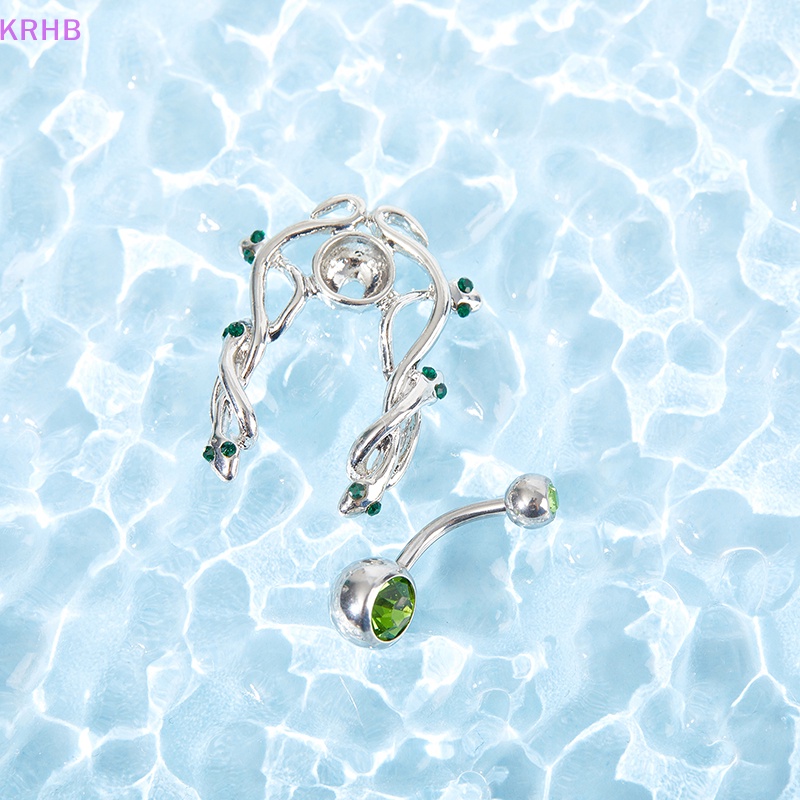 Khuyên Rốn Hình Rắn Đính Đá Xanh Lá Bằng Thép Không Gỉ Không Gây Dị Ứng Thời Trang Cho Nữ Mới