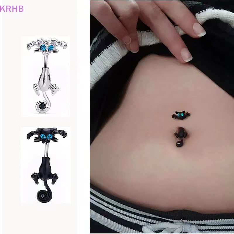 Khuyên Rốn Bằng Thép Không Gỉ Hình Mèo Đính Đá Chất Lượng Cao Quyến Rũ Dành Cho Nữ Mới