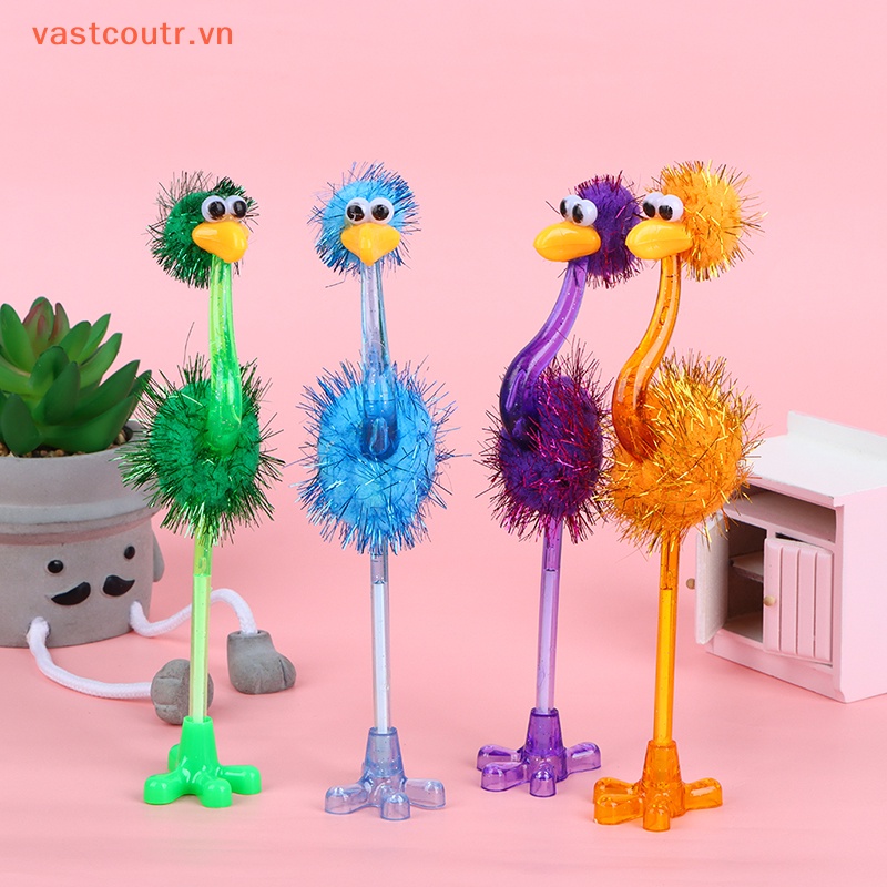 Bút Bi Hình Đà Điểu Đính Lông Vũ Màu Xanh Dương Mực Xanh Dương Sáng Tạo Cho Học Sinh / Văn Phòng