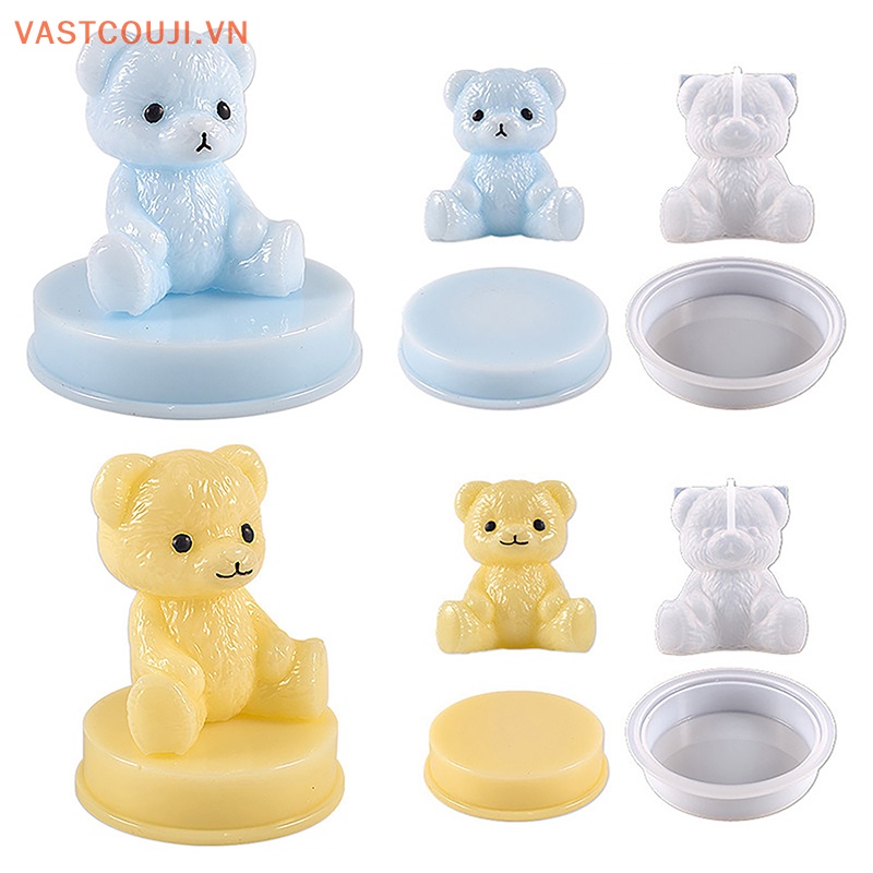 Khuôn Silicon Làm Đá / Xà Phòng Hình Chú Gấu Cười 3D Dễ Thương Diy