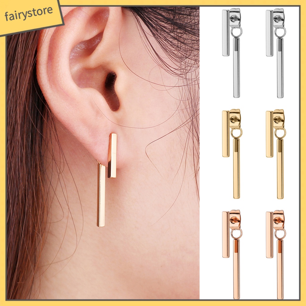 1 Đôi Bông Tai Hình Chữ T Chống Phai Màu Thiết Kế Đơn Giản