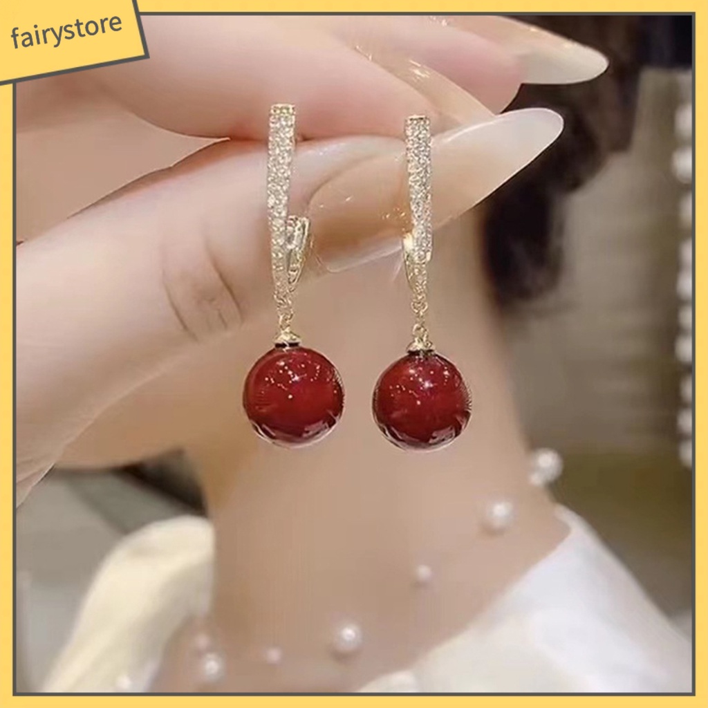 1 Đôi Bông Tai Đính Đá Phong Cách Pháp Cổ Điển Sang Trọng Dành Cho Nữ