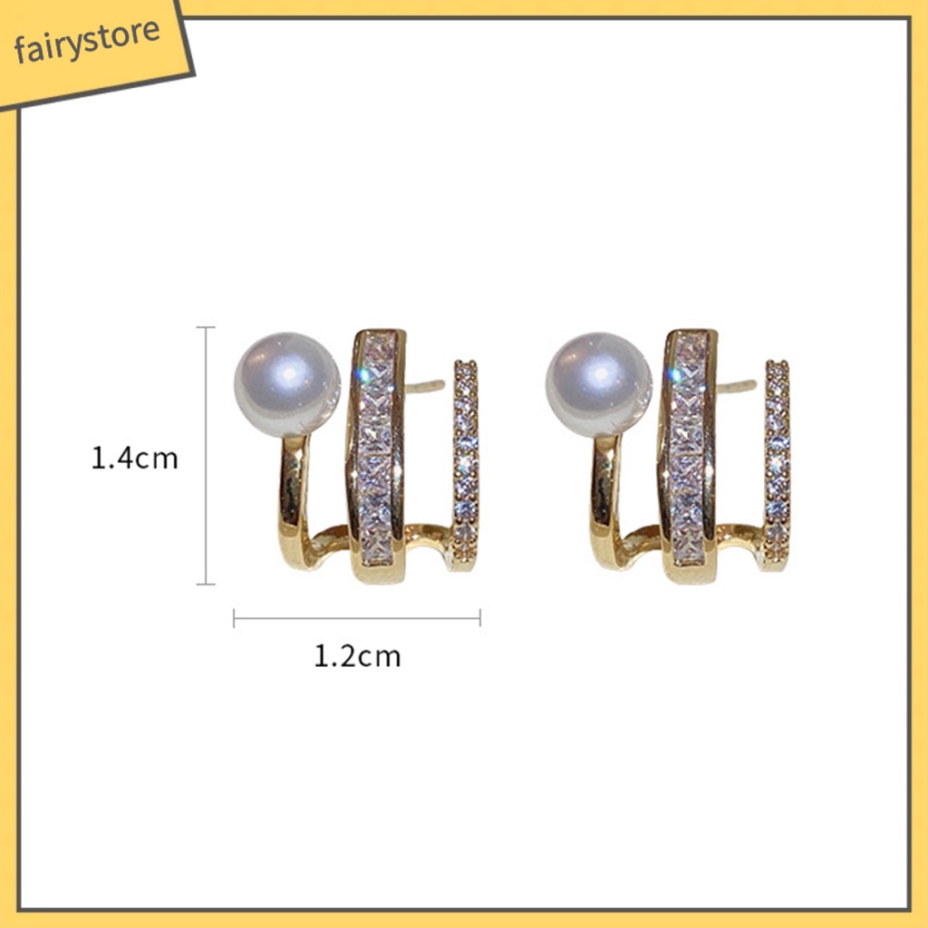 1 Đôi Bông Tai Đính Đá Ngọc Trai Giả Thời Trang Dành Cho Nữ
