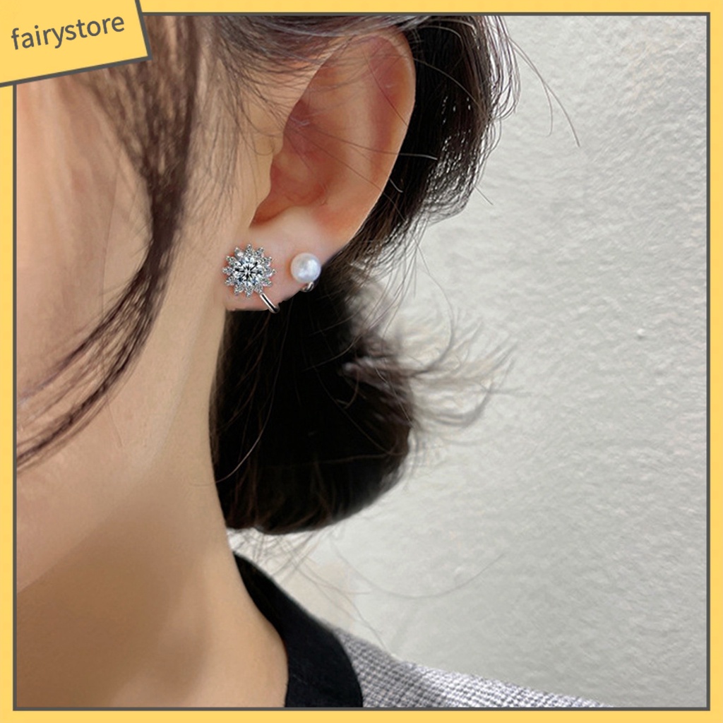 1 Đôi Bông Tai Hoa Hướng Dương Đính Đá Zircon Thời Trang