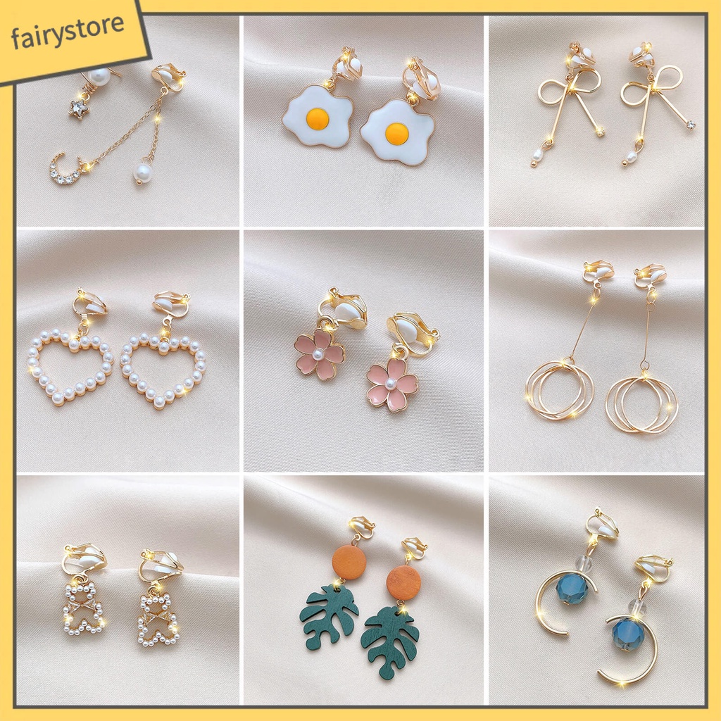 1 Đôi Bông Tai Hình Nơ Tua Rua Đính Đá Thời Trang