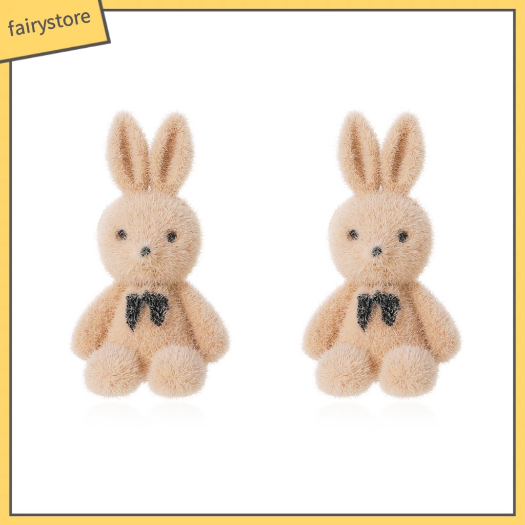 1 Đôi Bông Tai Hình Thỏ Mạ Bạc Sang Trọng Thời Trang Mùa Đông