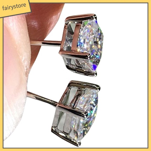 Đôi Khuyên Tai Đính Đá Zirconia Hình Vuông Mini Thời Trang Cho Nữ