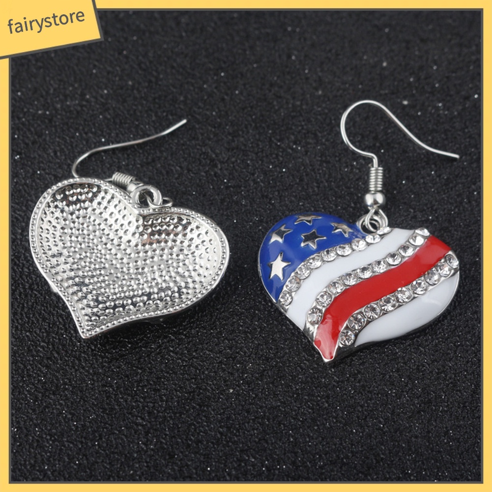 Bông Tai Hình Ngôi Sao / Trái Tim / Lá Cờ Mỹ Đính Đá Thời Trang Dành Cho Nữ