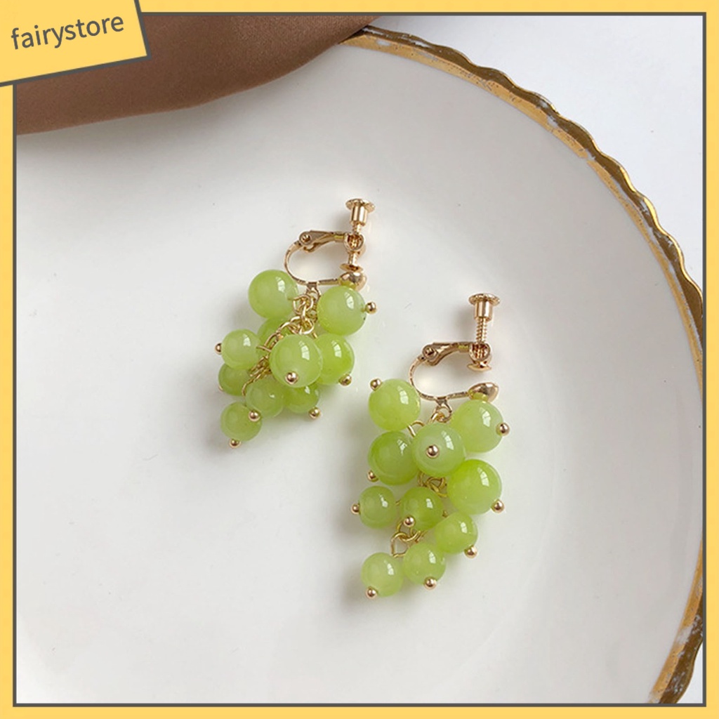 1 Cặp Khuyên Tai Dạng Móc Xỏ Hạt Tròn Không Xỏ Lỗ