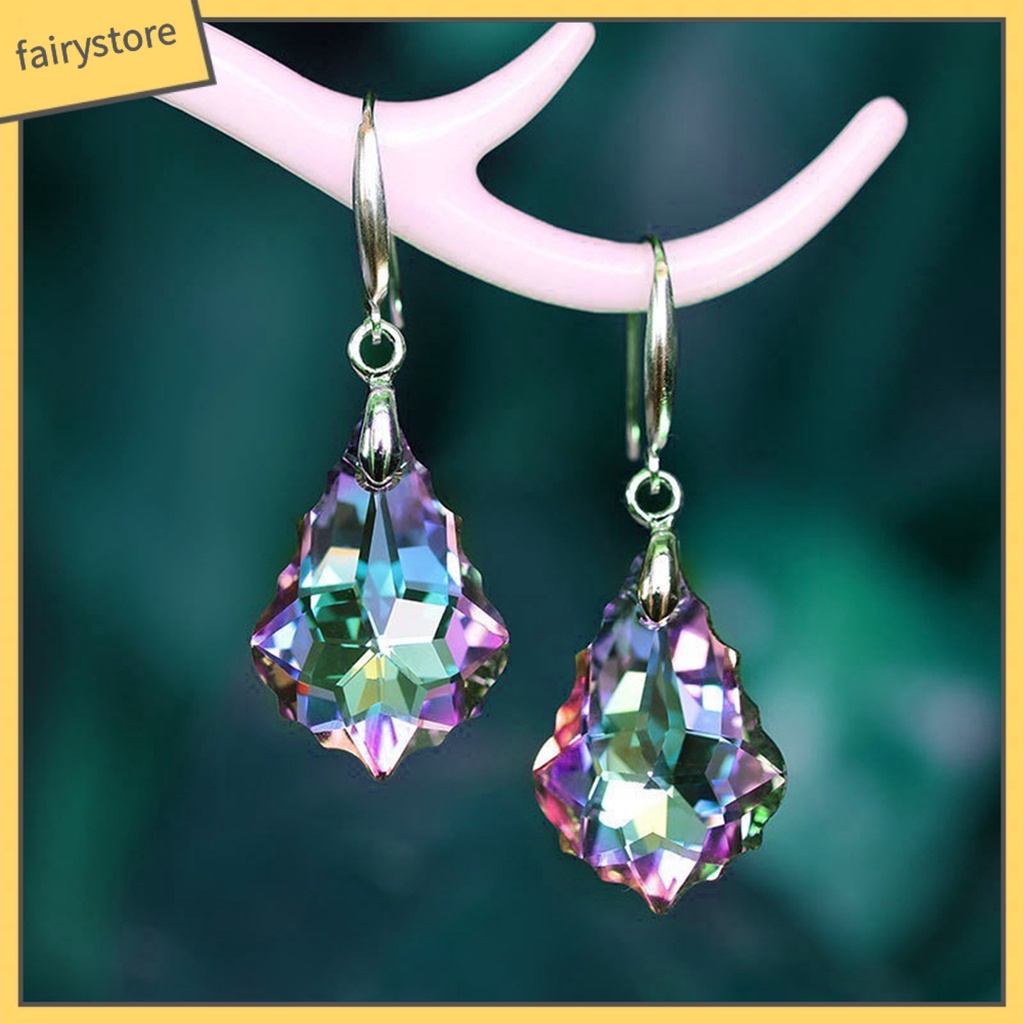 1 Đôi Bông Tai Móc Đính Pha Lê Giả Thoải Mái Chống Mòn Thời Trang Dự Tiệc Cho Nữ