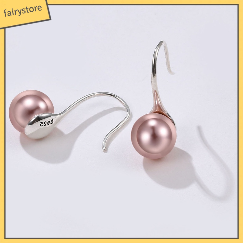 1 Đôi Bông Tai Bạc Hình Cầu Nhiều Màu Sắc Chống Biến Dạng Dành Cho Nữ