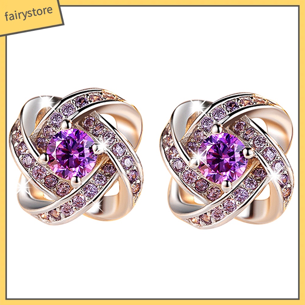 Bông Tai Mạ Bạc Đính Đá Zircon Thời Trang Cho Nữ