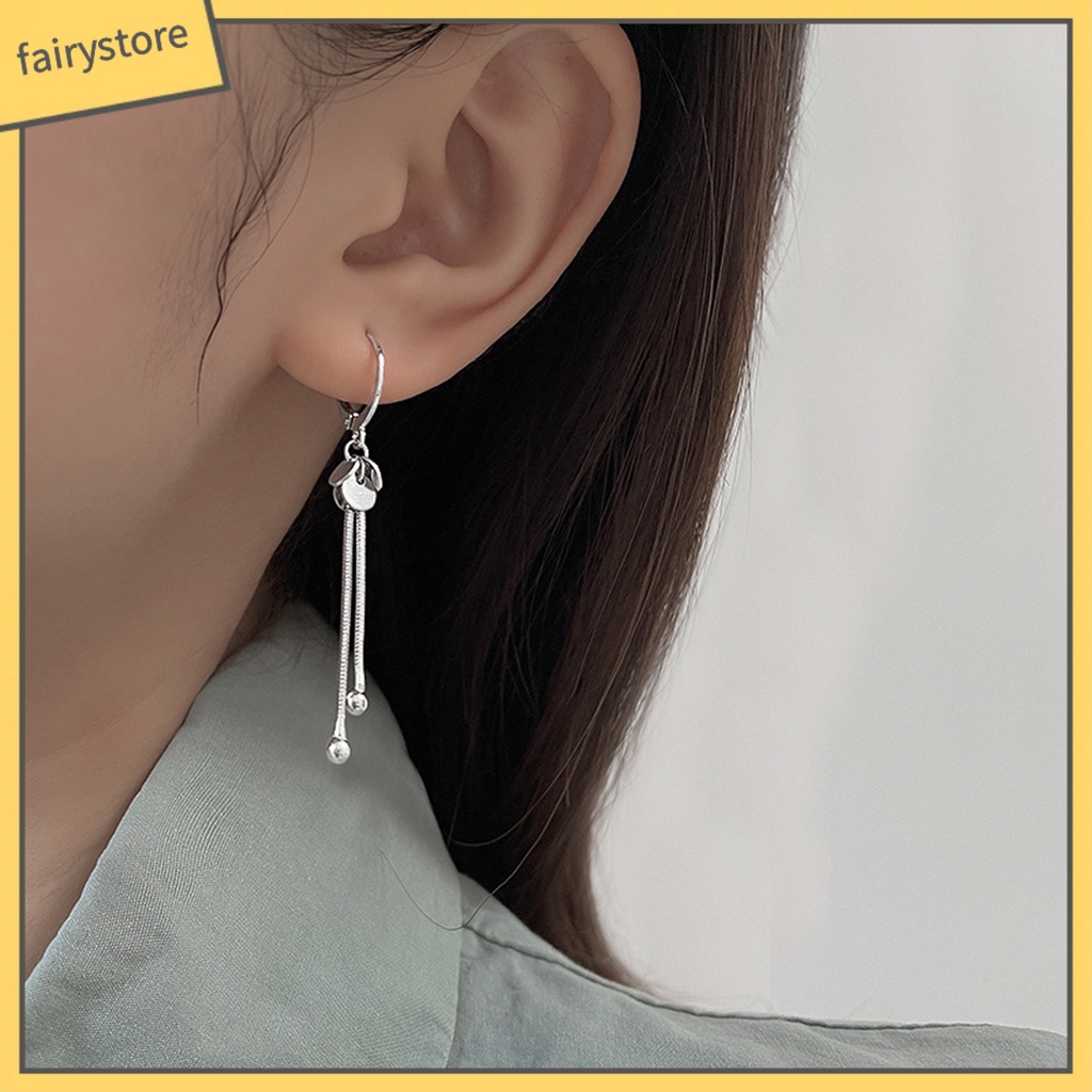 [FRO] 1 Đôi Bông Tai Thả Tròn Dáng Dài Phối Tua Rua Sang Trọng Cho Cuộc Sống Hàng Ngày