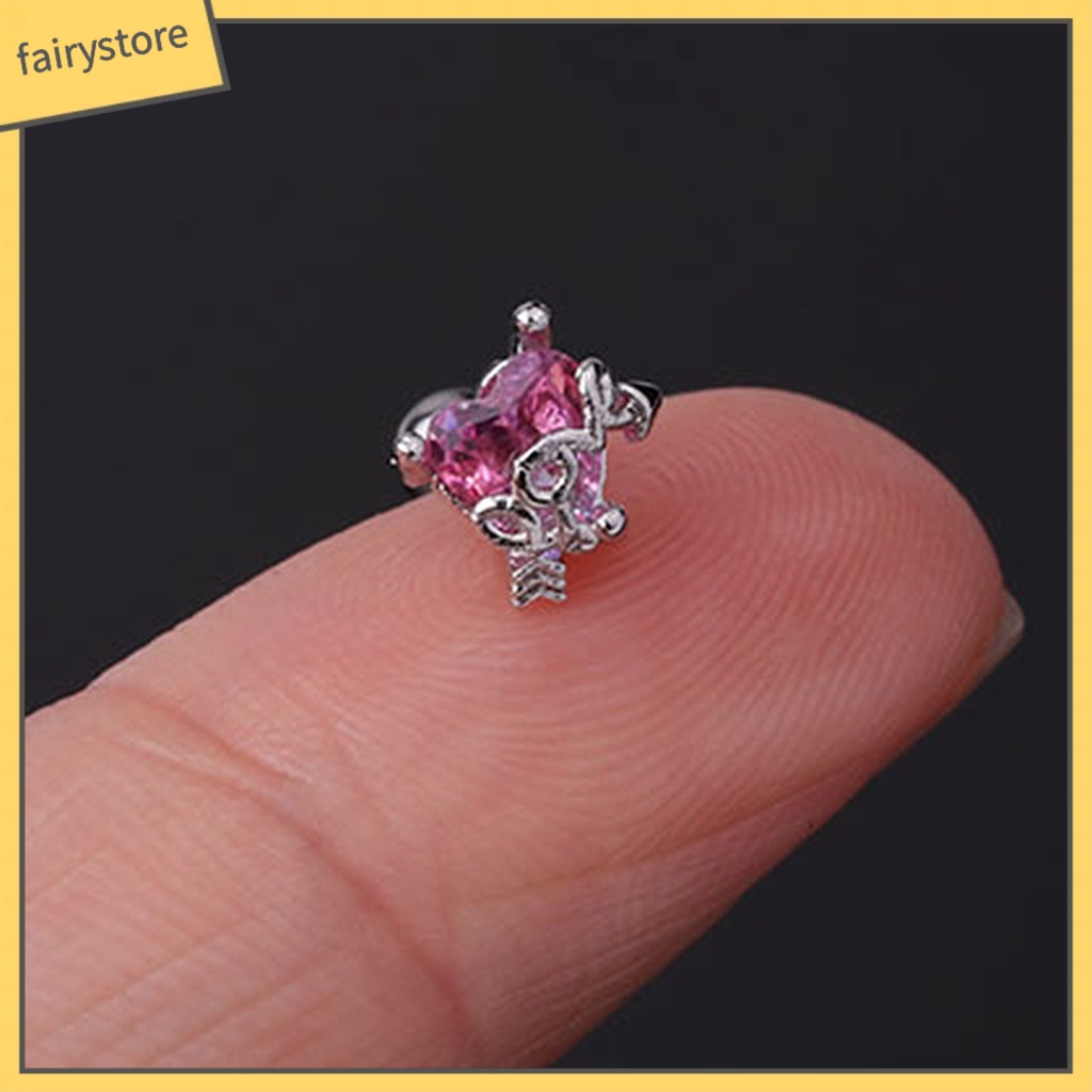 1 Bông Tai Hình Trái Tim Mini Đính Đá Lấp Lánh Cho Nữ