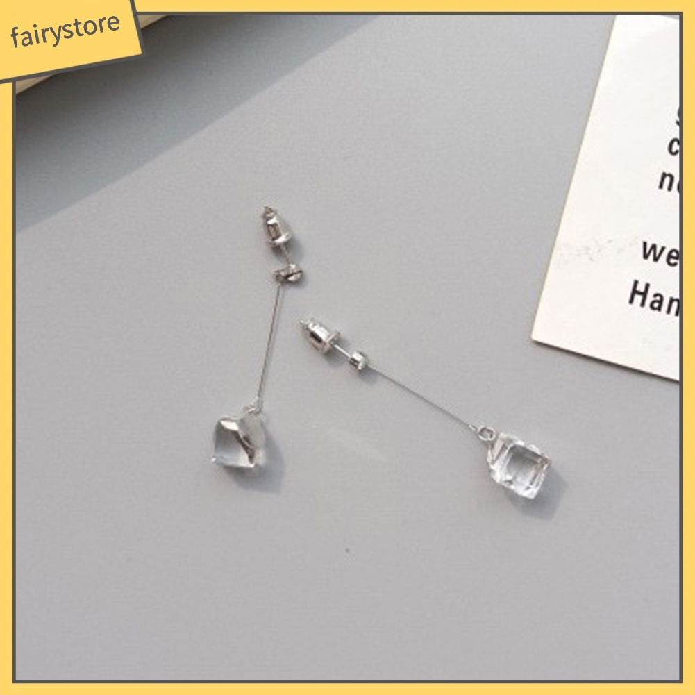 Bông Tai Hình Khối Trong Suốt Đính Đá Thời Trang Dành Cho Nữ