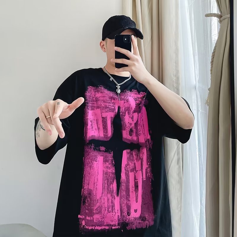 Áo Thun Ngắn Tay In Hình Đồ Chiên Phong Cách Âu Mỹ Cá Tính Dành Cho Nam