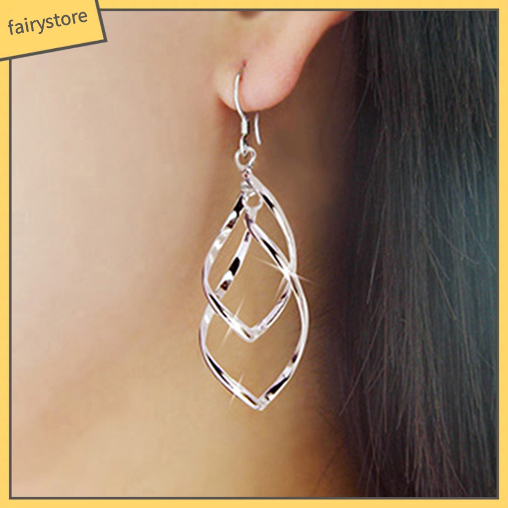 Bông Tai Mạ Bạc Hình Xoắn Ốc Thời Trang Dành Cho Nữ