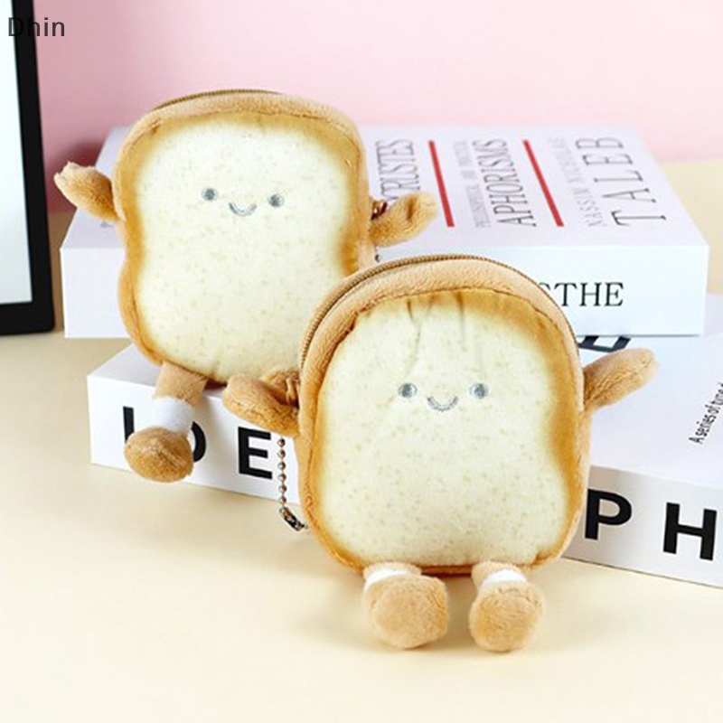 Túi Đựng Tiền Xu / Chìa Khóa Mini Hình Bánh Mì Nướng Hoạt Hình Bằng Lông Nhung Dễ Thương Xinh Xắn
