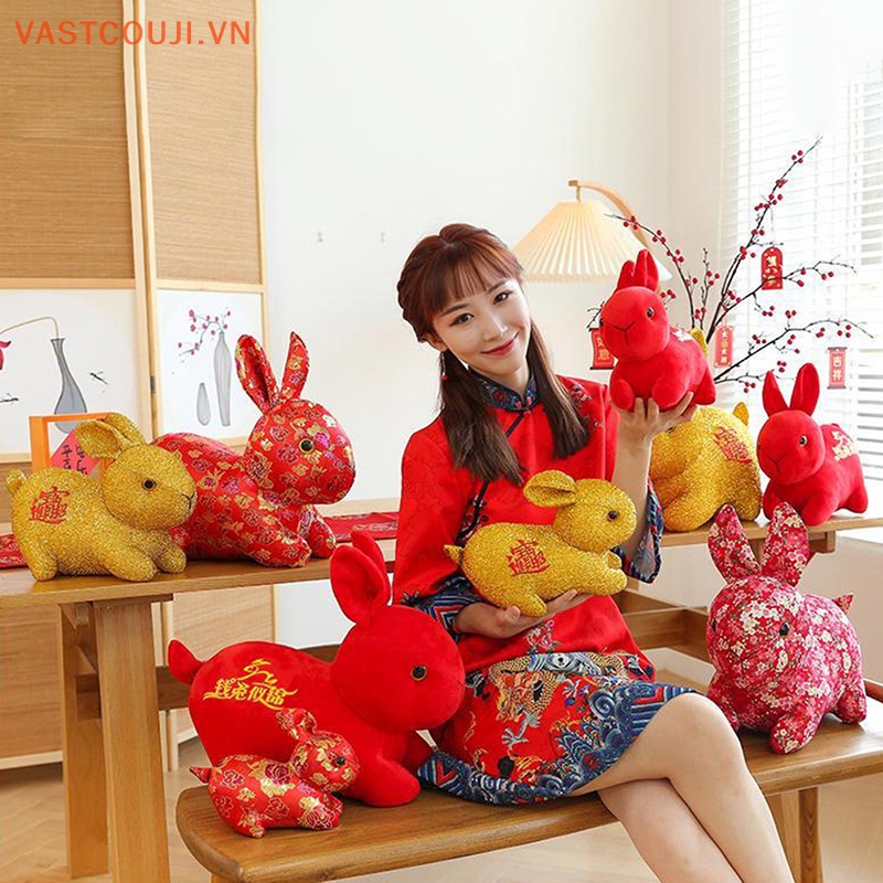 Thỏ Nhồi Bông 20cm Trang Trí Năm Mới Phong Cách Trung Hoa
