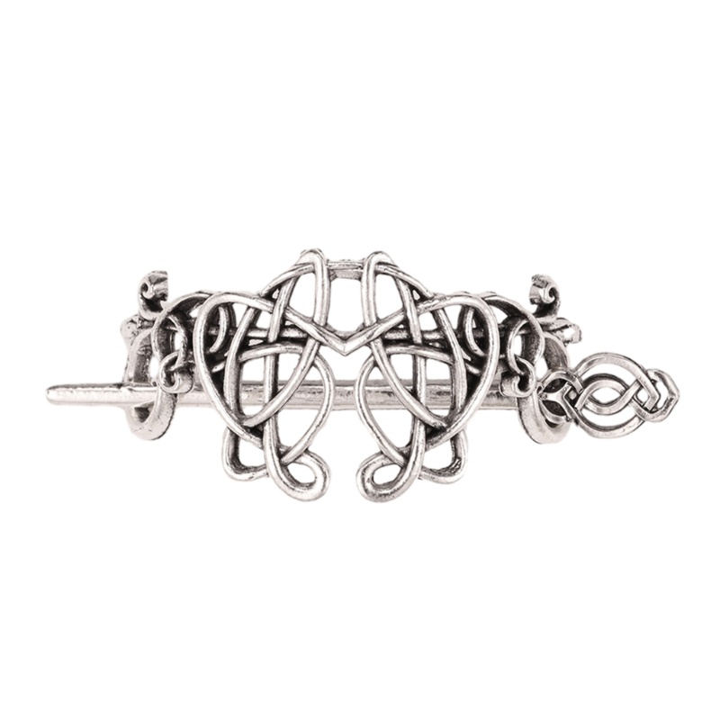 Kẹp Tóc Dạng Trượt Bằng Hợp Kim Màu Bạc Phong Cách Viking Celtic Thanh Lịch Cho Nữ