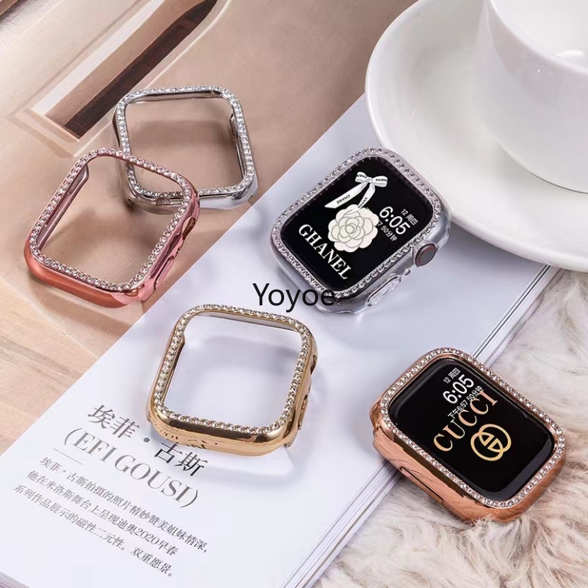 Vỏ Bảo Vệ Đính Kim Cương Cho iWatch Series 6 SE 5 4 3 38MM 42MM 40mm 44mm 49MM Ultra 7 8 41MM 45MM