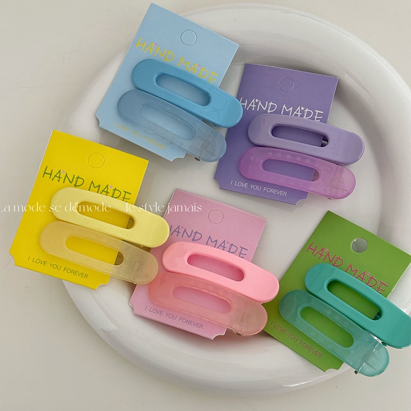 Kẹp Tóc Mỏ Vịt Bằng Nhựa Màu Kem Tương Phản Thời Trang