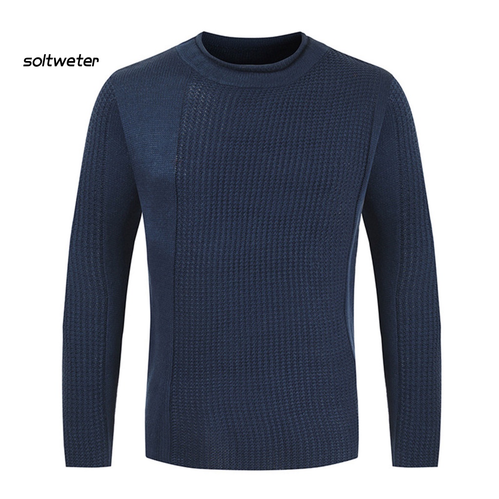 Áo Sweater Dệt Kim Tay Dài Cổ Tròn Màu Sắc Đơn Giản Thời Trang Thu Đông Cho Nam