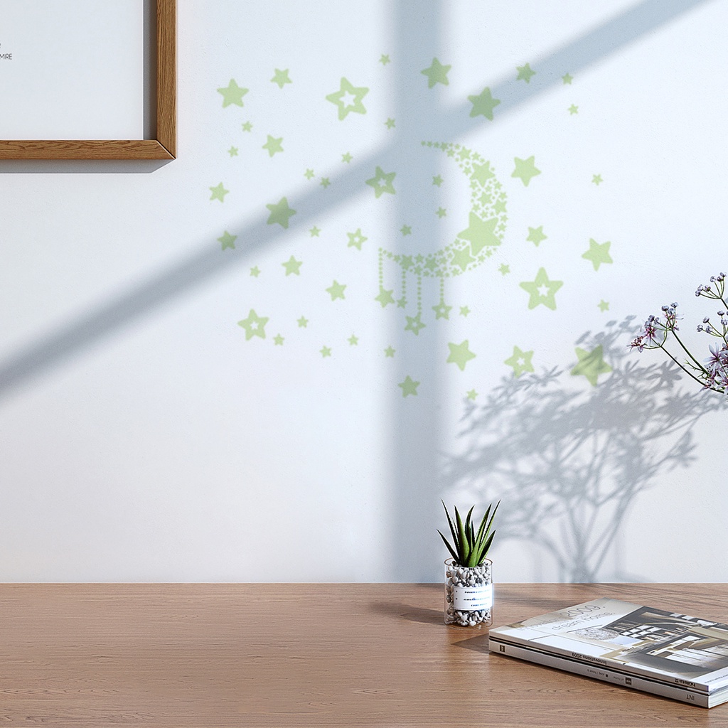Miếng Dán Tường Dạ Quang Tự Dính Hình Trăng Sao Trang Trí Nhà Cửa DIY
