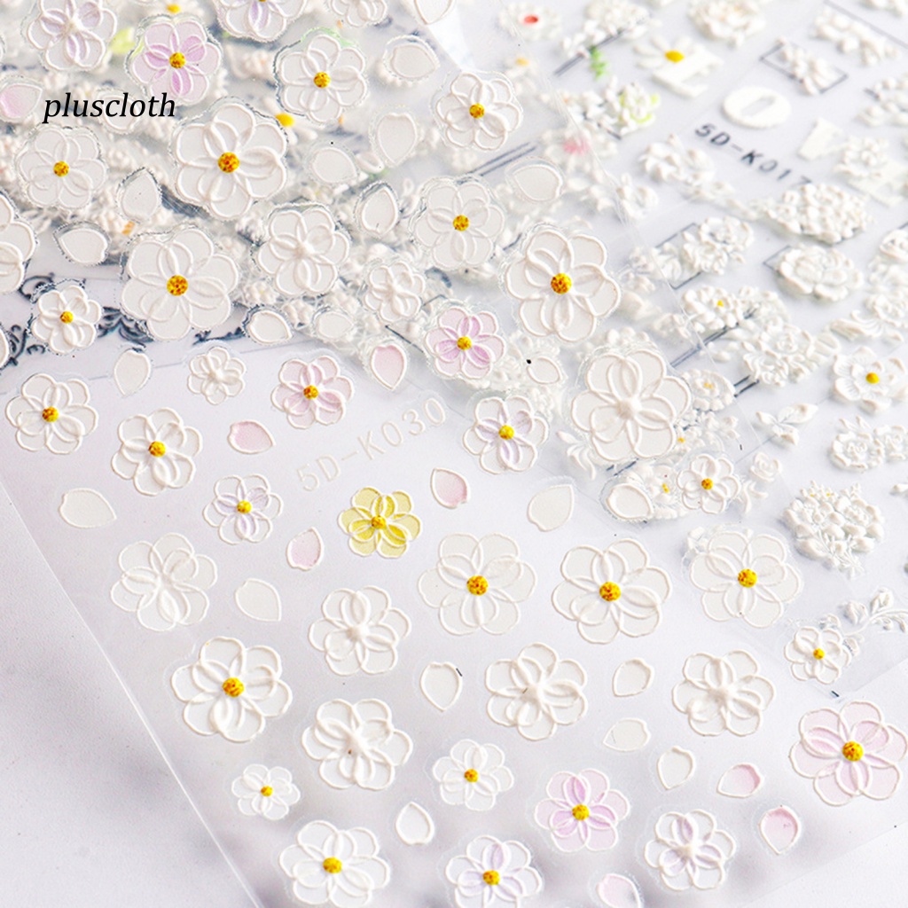 Miếng Dán Trang Trí Móng Tay Họa Tiết Ren Hoa 5D Xinh Xắn