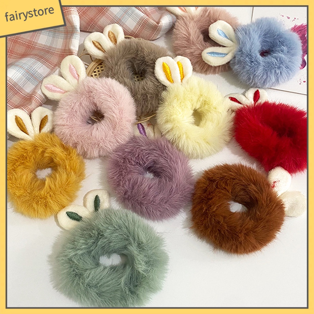 Dây Cột Tóc Tai Thỏ Màu Sắc Ngọt Ngào Thời Trang Mùa Đông Cho Nữ