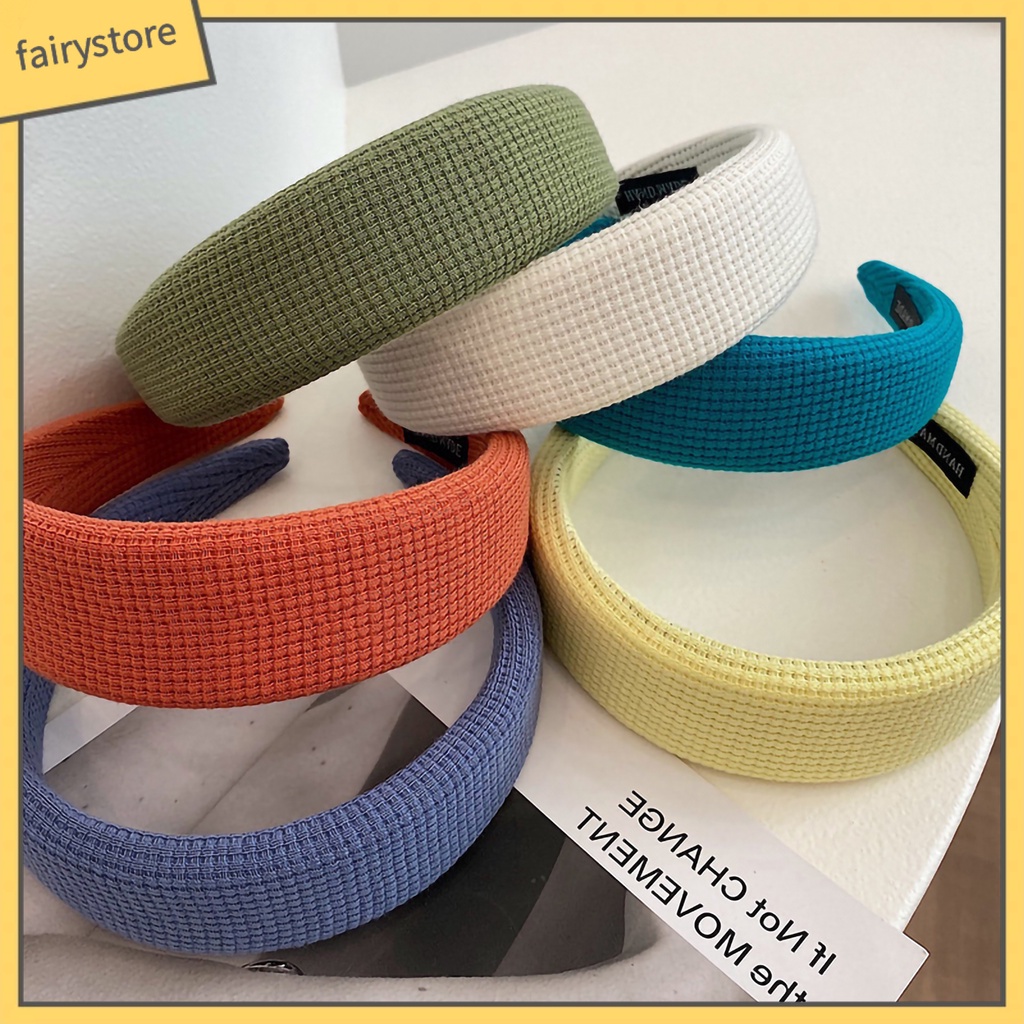 Băng Đô Dệt Kim Bản Rộng Họa Tiết Kẻ Sọc Màu Sắc Trơn Dành Cho Nữ Rửa Mặt