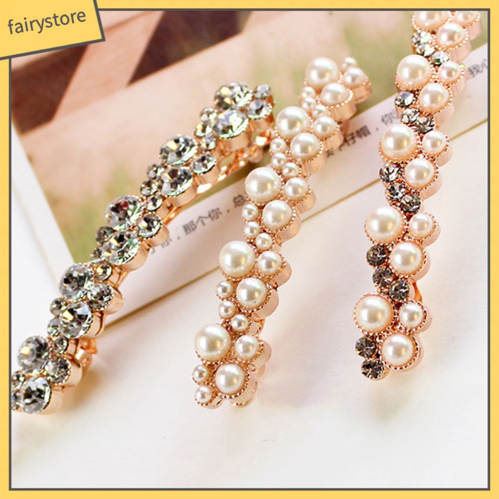 Kẹp Tóc Hợp Kim Đính Ngọc Trai Giả Sang Trọng Cho Cuộc Sống Hàng Ngày [FRO]