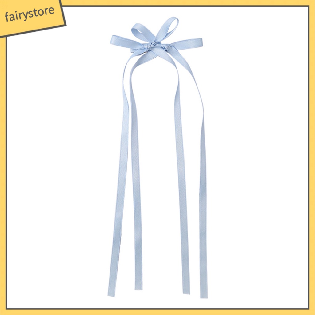 Kẹp Tóc Thắt Nơ Ruy Băng Màu Trơn Hai Lớp Chống Trượt Trọng Lượng Nhẹ Cho Nữ