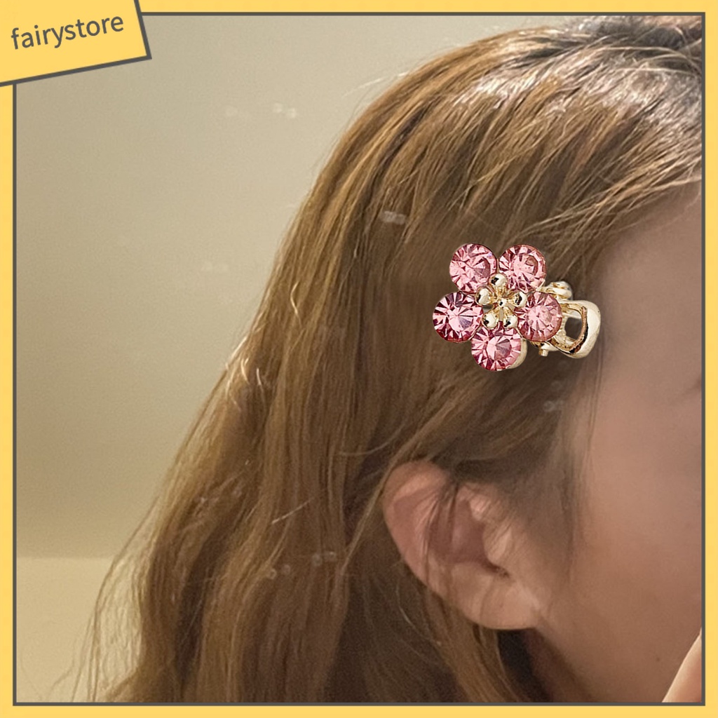 [FRO] Kẹp Tóc Mái Chéo Hình Hoa Đính Đá Lấp Lánh Đơn Giản Dành Cho Trẻ Em