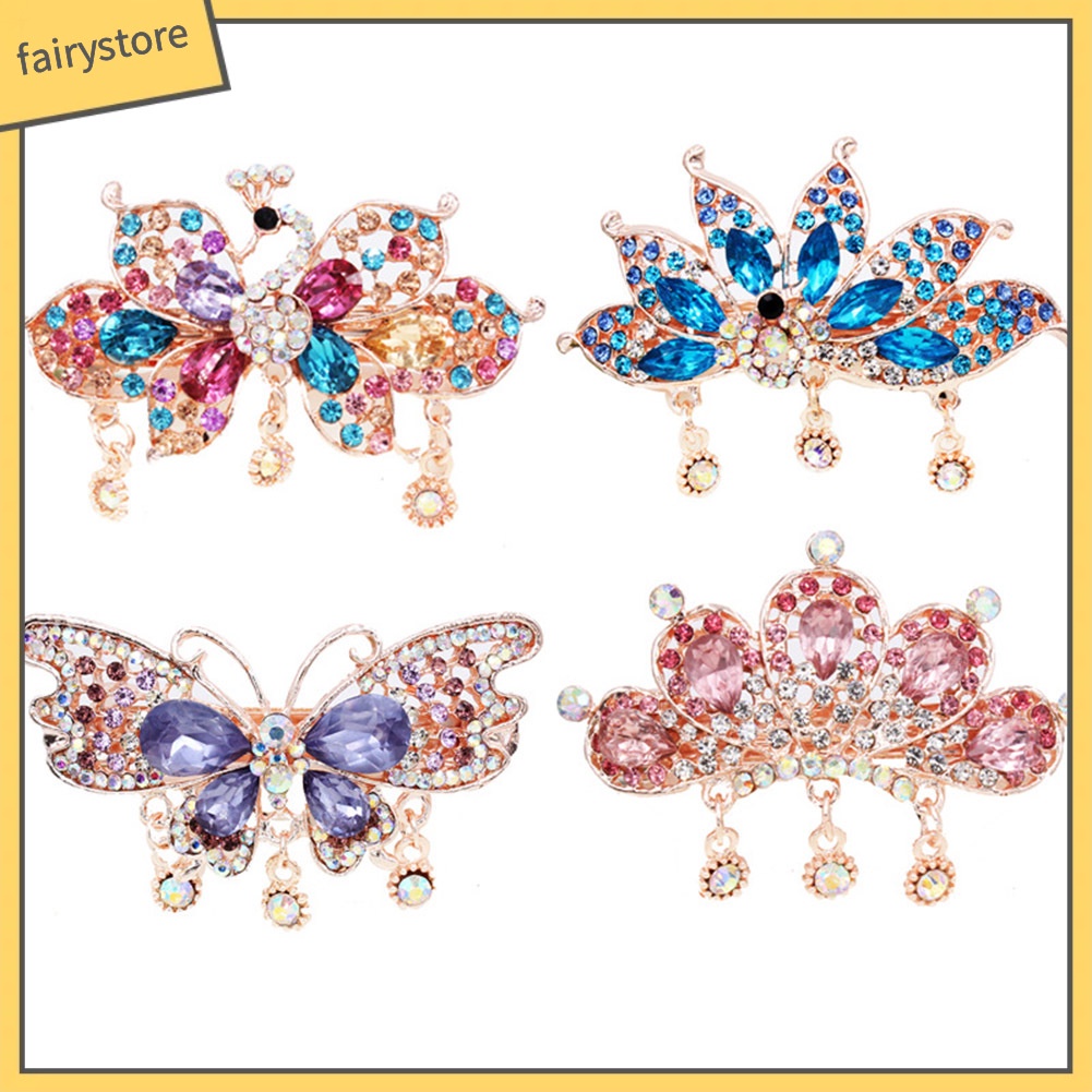 Kẹp Tóc Hình Bướm Và Chim Công Đính Đá Sang Trọng Cho Nữ